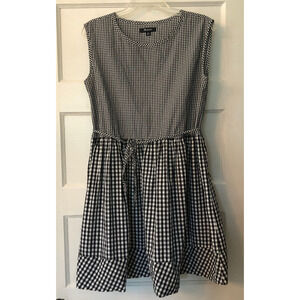 Madewell, Women's Dress, X Small, Black/White Gingham Check Plaid, Fit & Flare